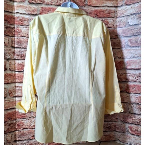 Brooks Brothers Mini Stripe Fitted Non-Iron Stretch Cotton Shirt - YELLOW/WHITE - Picture 6 of 16